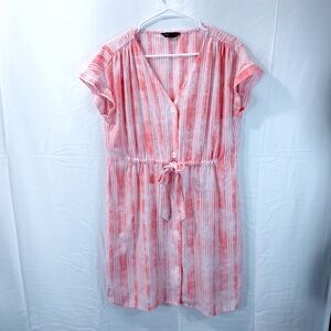 Rock & Republic Coral and White Button-Down Dress